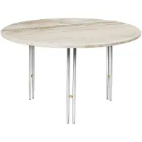 Gubi - IOI Coffee Table - Round, Ø70 Top Rippled Beige, Base Chrome Base / Brass Sphere - Pienet pöydät & sivupöydät - GamFratesi - Hopea,Beige - Metalli/Kivi