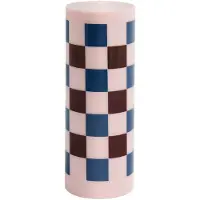 HAY Column Candle pöytäkynttilä large 25 cm Pink-bordeaux-dark blue check