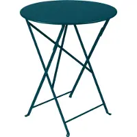 Fermob - Bistro Table Ø 60 cm, Acapulco Blue - Ulkona käytettävät pienet pöydät ja sivupöydät - Sininen - Metalli