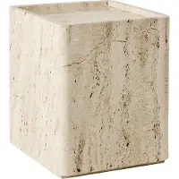 Gubi Pietra sivupöytä 33x33x40 cm Neutraali valkoinen travertiini