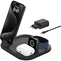 Belkin Laddningsvagga - - Qi2 - 3-i-1 - Svart