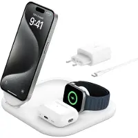 Belkin Boost Charge Qi2 15W Magneettinen 3-in-1 Latausalusta - Valkoinen