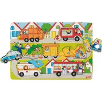 Goki Wooden Background Shape Puzzle in the Streets 7 pcs. Puu
