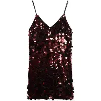 Superdry for woman. W8011718A Mini dress with sequins Disco red (L), Casual, Party, Polyester, Sleeveless / Straps