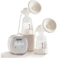 Vevor -rintapumppu, kaksoissähköinen rintapumppu, 4 tilaa ja 16 tasoa, 300 mmHg voimakas imu, 2800 mAh ladattava takaisinvirtauksenestopumppu LED-näytöllä, 18/21 mm:n sisäkkeet, 24/28 mm:n laipat