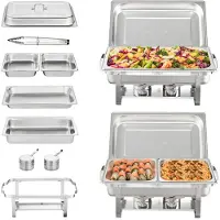Vevor 2 pakkauksen suorakaiteen muotoinen hankausastiasetti 2 täysikokoista 8Qt pannua 4 puolikokoista 4Qt pannua
