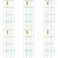 Vevor -tomaattihäkit, 35,6 cm x 35,6 cm x 99,4 cm, 6 kpl neliönmuotoisia kasvitukihäkkejä, vihreät PVC-päällysteiset teräksiset tomaattitornit kiipeilyvihanneksille, kasveille, kukille ja hedelmille