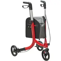 Vevor 3 Wheels Rollator Walker senioreille, kevyt alumiininen kokoontaittuva rullakävelyvaunu säädettävällä kahvalla, Outdoor Trio Mobility Walker isoilla pyöräillä ja tilava säilytyslaukku, kapasitee