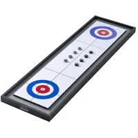 Vevor Shuffleboard ja Curling 2-in-1 -lautapelit, 45" kannettava pöytäsetti, kaksipuolinen pöytäshuffleboard 8 pyörivällä kiekolla, Shuffleboard ja Curling -yhdistelmäpeli lapsille ja perheelle