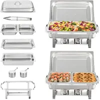 Vevor 2 pakkauksen suorakaiteen muotoinen hankausastiasetti 2 täysikokoista 8Qt pannua 4 puolikokoista 4Qt pannua