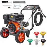 Vevor kaasukäyttöinen painepesuri, 4400 PSI 4.0 GPM, kaasukäyttöinen painepesuri kuparipumpulla, ruiskupistoolilla ja jatkovarrella, 5 pikaliitäntäsuutinta, autojen, kotien, ajoväylien ja terassien pu