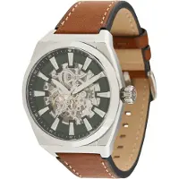 Fossil Analoginen kello 'Everett' konjakki / tummanvihreä / hopea