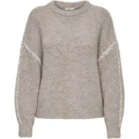 JDY Neulepaita 'JDYZoey' taupe / valkoinen