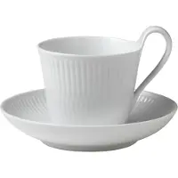 Royal Copenhagen - White Fluted Kahvikuppi ja lautanen 24 cl