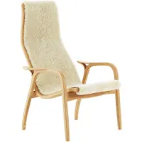 Swedese Lamino nojatuoli ja jalkarahi öljytty tammi/lampaannahka Moonlight (beige)