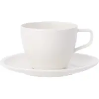 Villeroy & Boch Artesano Kahvikuppi Lautasella - Kahvikupit Luuposliini Valkoinen - 111387 + 111392