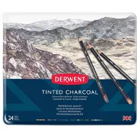 Derwent Tinted Charcoal -sävytetyt hiilikynät, 24 kynää