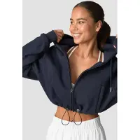 ICANIWILL Everyday Cropped Hoodie Zip Navy