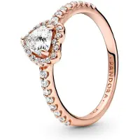 Pandora Heart 14K Rose Gold-Plated Ring With Clear Cubic Zirconia - Pink - 56