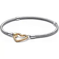Pandora Snake Chain Sterling Silver Bracelet With 14K Gold-Plated Heart Clasp - Silver - 21 CM