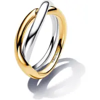 Pandora Sterling Silver And 14K Gold-Plated Entwined Rings - Gold - 56