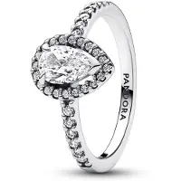 Pandora Timeless hopeinen kimaltava pisarasormus 192835C01-58