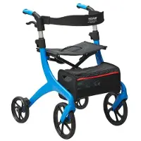 Vevor taittuva Rollator Walker eläkeläisille ja aikuisille, kevyt alumiininen rullakävelyvaunu istuimella ja säädettävällä kahvalla, 4-pyöräinen ulkona liikkuva kävelijä tilavalla säilytyspussilla, ka