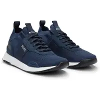 BOSS for man. 50498245 Trainers Titanium navy (43), Flat, 1 to 3 cm, Laces, Casual