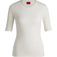 HUGO for woman. 50515019 Darnelia T-shirt off-white (M), Casual, Polyester, Short sleeve