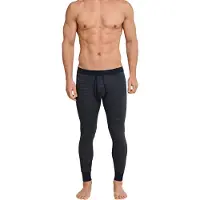 Schiesser Long Underpants With Fly, Dark Blue Ringed - Fine Rib, Melange - Black - XXXXL