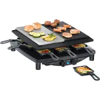 Steba RC 4 Plus -raclettegrilli, 1450 W, 8 henkilöä, tarttumaton ja luonnonkivilevy, musta