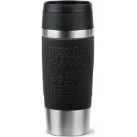 EMSA Travel Mug Classic 360 ml, black stainless steel, Quick Press closure, 100% leak-proof (N2020200)