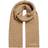 Superdry Soft Rib Knit Scarf - Beige - ONE SIZE