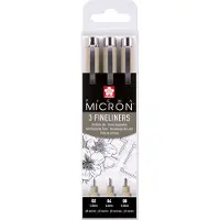 Sakura Pigma Micron Fineliner musta 3-setti kuitukärkikynä