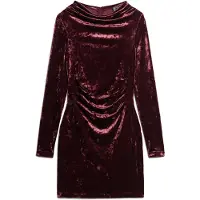 Superdry for woman. W8011367A Long sleeve mini dress in pink velvet (XS), Party, Polyester