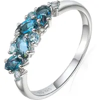 Lykken Elegance valkokultainen timantti-topaasisormus 0,01 ct-180