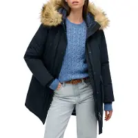 Superdry for woman. W5011786A Faux fur parka Everest navy (L), Recycled Polister, Sustainable