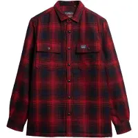 Superdry for man. M4010720A Red fleece lined woollen checked overshirt (M), Casual, Polyester, Long sleeve