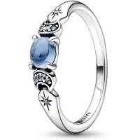 Pandora Disney Aladdin Jasmine Sterling Silver Ring With Icy Blue Crystal And Moonlight Blue Crystal - Blue - 60