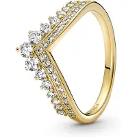 Pandora Tiara Wishbone 14K Gold-Plated Ring With Clear Cubic Zirconia - Gold - 54