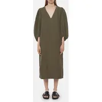 Closed Puff Sleeve Dress Army Green - Khaki green - M