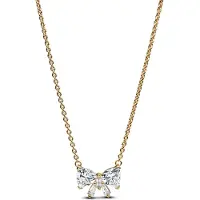 Pandora Bow 14K Gold-Plated Collier With Clear Cubic Zirconia - Gold - 45 CM