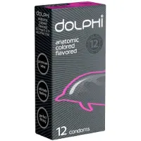 Dolphi - Anatomisesti muotoiltu makukondomi, 12 kpl, sileä, esiliukastettu, mansikan makuinen