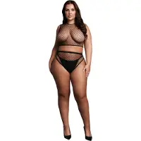 Le Désir - Verkkoalusasusetti, Plus Size, joustava, seksikäs, kaksiosainen, musta