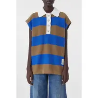 Closed Sleeveless Polo Knits Ecru - Blue - M