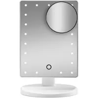 Gillian Jones Makeup Mirror with LED Light Touch Function and GWP Suction Cup Mirror - White