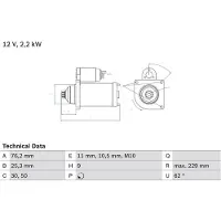 Bosch Starttimoottori - VW - Touareg. Porsche - Cayenne. Audi - Q7