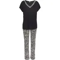 LASCANA Pyjama musta / valkoinen