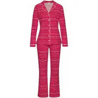 LASCANA Pyjama 'XMas Dog Classic' punainen / valkoinen