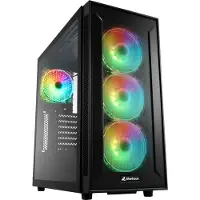 Sharkoon TG6M RGB, Tower, PC, Musta, ATX, mikro ATX, Mini-ITX, Pelaaminen, Multi (4044951032136)
